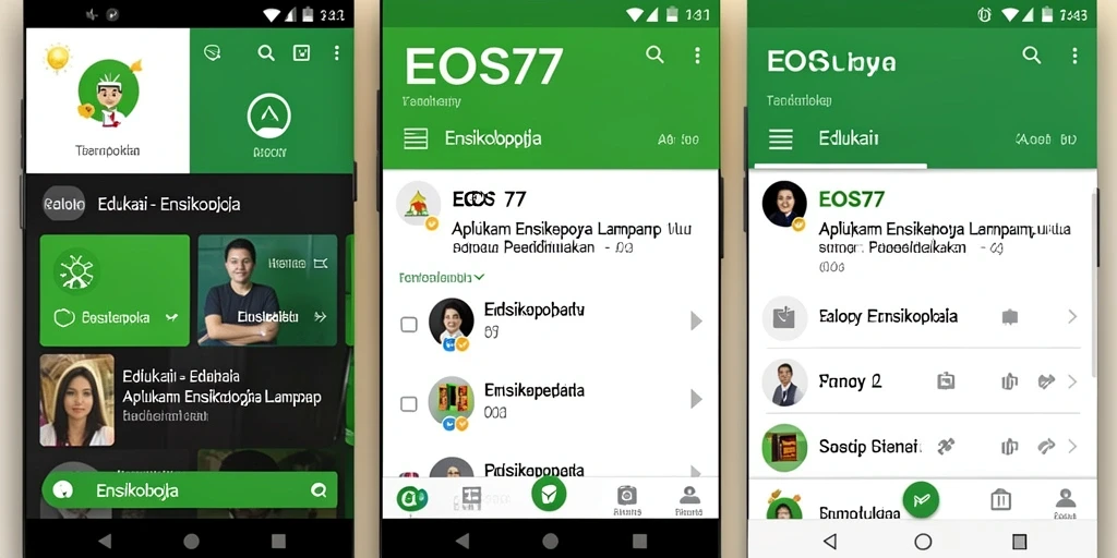 Antarmuka aplikasi EOS77 yang ramah pengguna dan informatif.