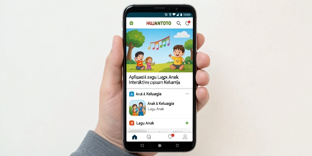 Screenshot antarmuka menarik HUJANTOTO dengan lagu-lagu anak.